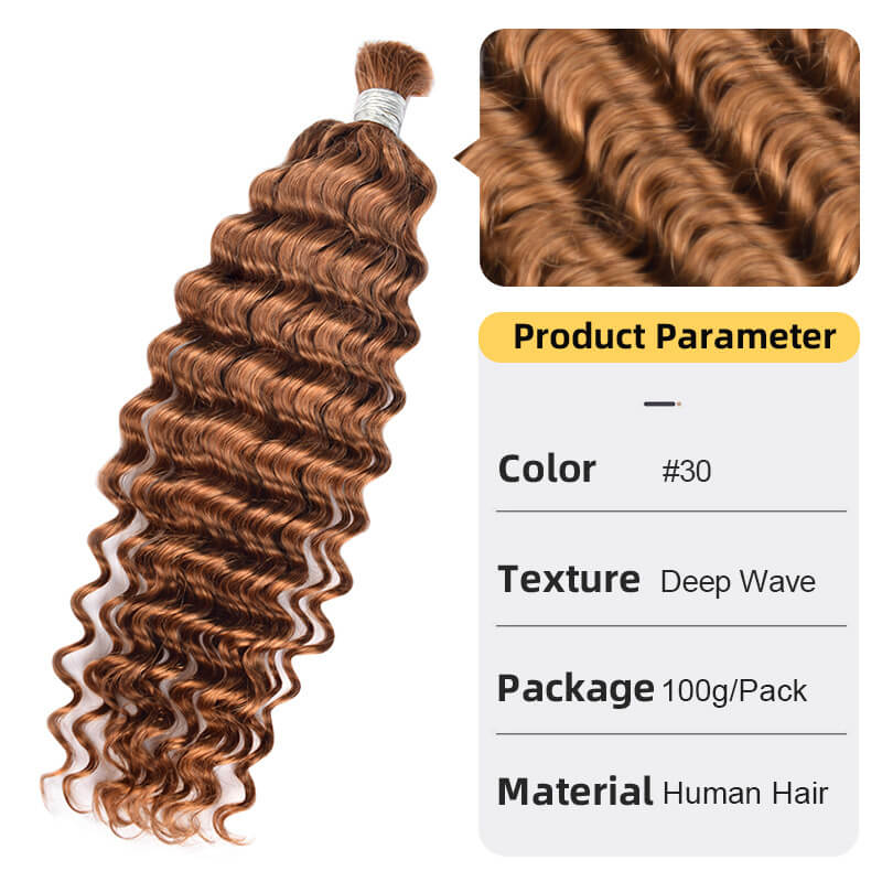 Bulk Human Hair for Braiding Deep Wave Texture Soft and Full