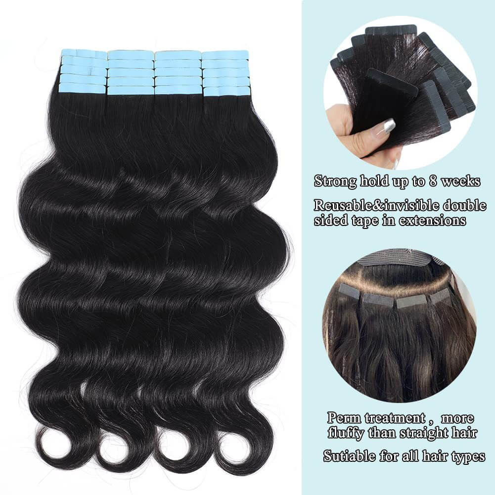 Body Wave Tape In Hair Extensions Human Hair Natural Waves