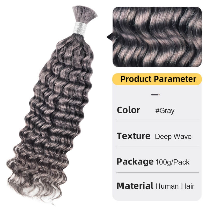 Bulk Human Hair for Braiding Deep Wave Texture Soft and Full