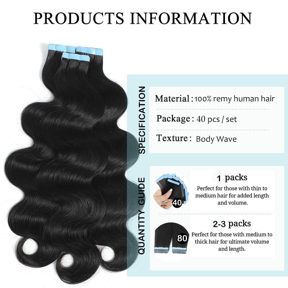 Body Wave Tape In Hair Extensions Human Hair Natural Waves