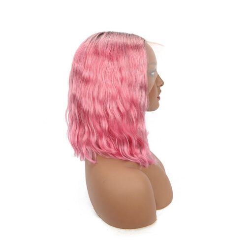 Pink Ombre Bob Wig Black Roots 13x4 Lace Front Chic Style