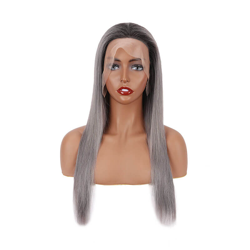 Gray Human Hair Wig 13x4 Lace Front for Natural Elegant Look
