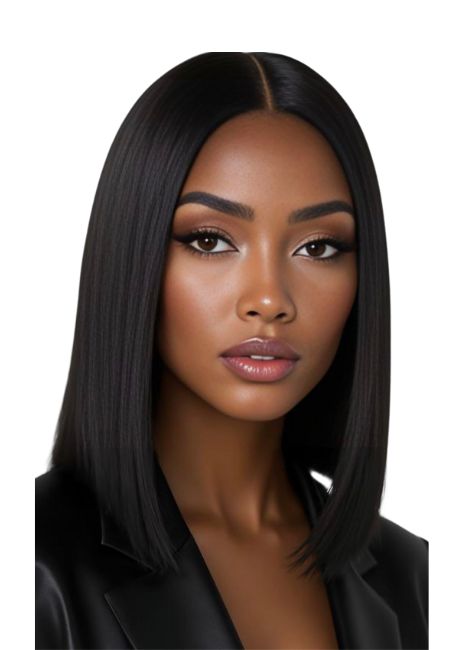 Black Bob Wigs Lace Front Human Hair Sleek Natural Look