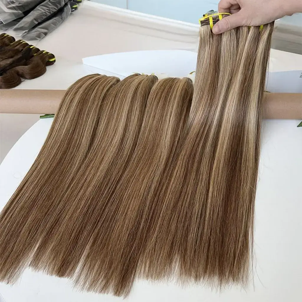 Honey Brown Straight Bundles with Highlights Human Hair
