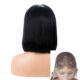 Black Bob Wigs Lace Front Human Hair Sleek Natural Look T
