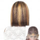 Honey Blonde Bob Wig with Highlights T Lace Front Sleek T