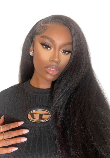 Kinky Straight Wig Human Hair Natural Blowout Look Volume