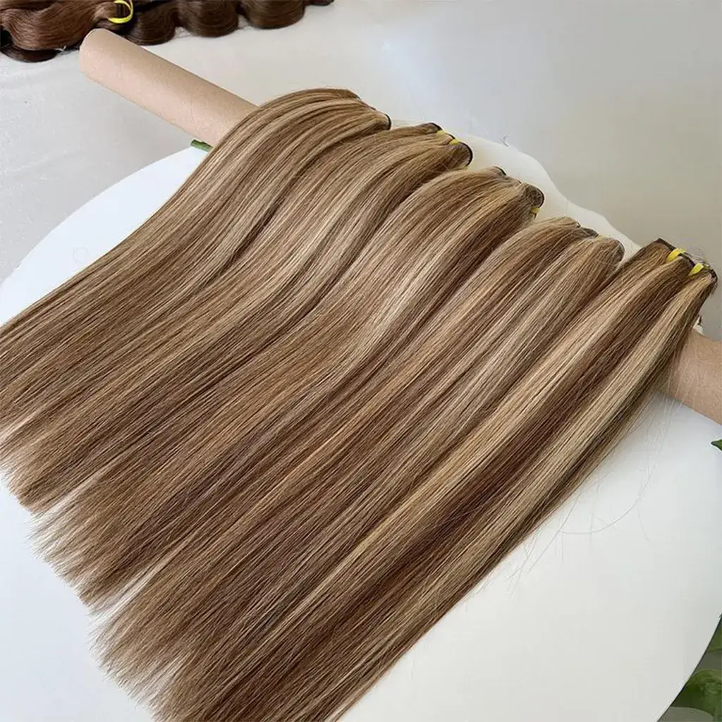 Honey Brown Straight Bundles with Highlights Human Hair