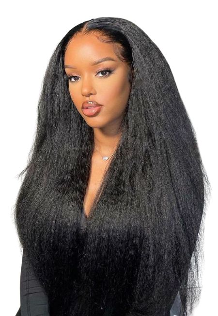 Yaki Straight Hair Wig 13x4 Lace Human Hair Natural Finish