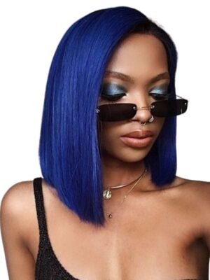 Blue Bob Cut Wig 13x4 Lace Frontal