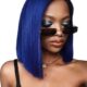 Blue Bob Cut Wig 13x4 Lace Frontal Bold Sleek Human Hair