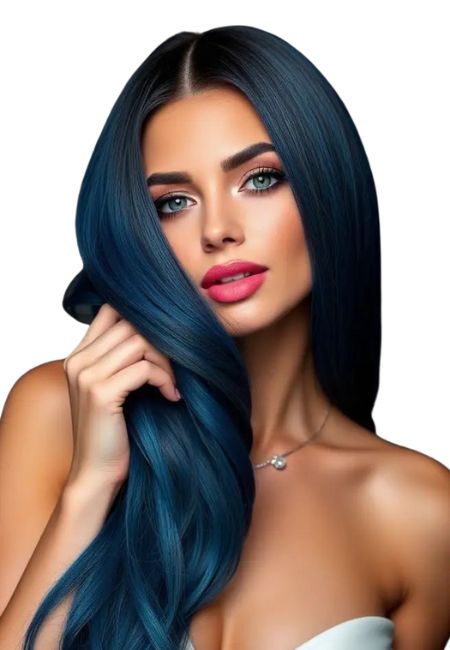 Dark Blue Wigs 13x4 Lace Front Bold Color Sleek Natural Look